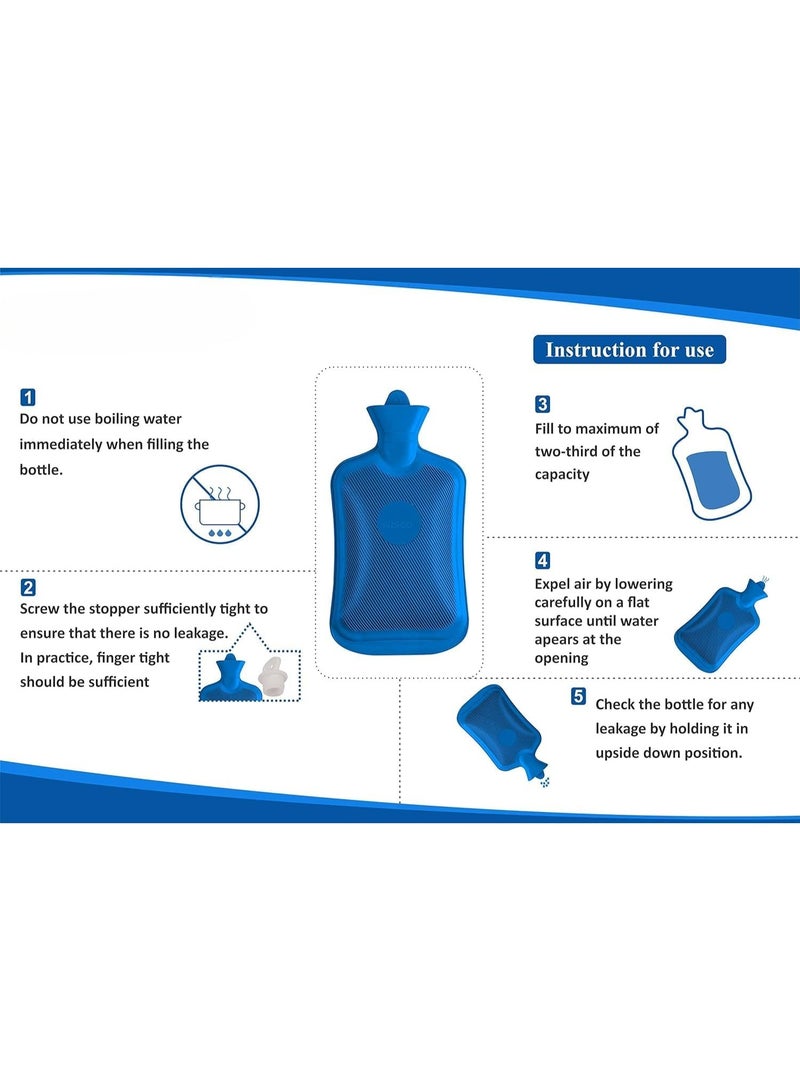 قربة مياه حرارية مطاطية سعة 2.5 لتر بتصميم مضلع لتوزيع الحرارة - مثالية لتخفيف تقلصات الجسم والآلام - تصميم آمن ومانع للتسريب - Image 4
